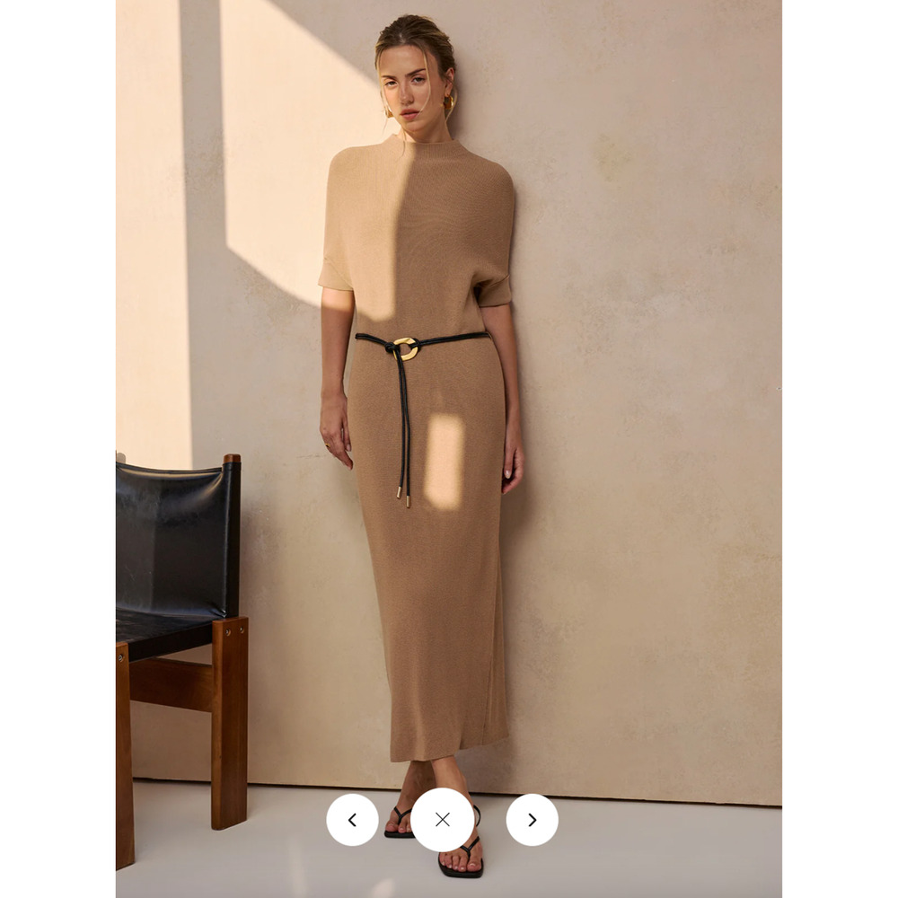 Copied - NWT Commense Belted Ribbed Knit Midi Dress Sz M - Picture 2 of 5